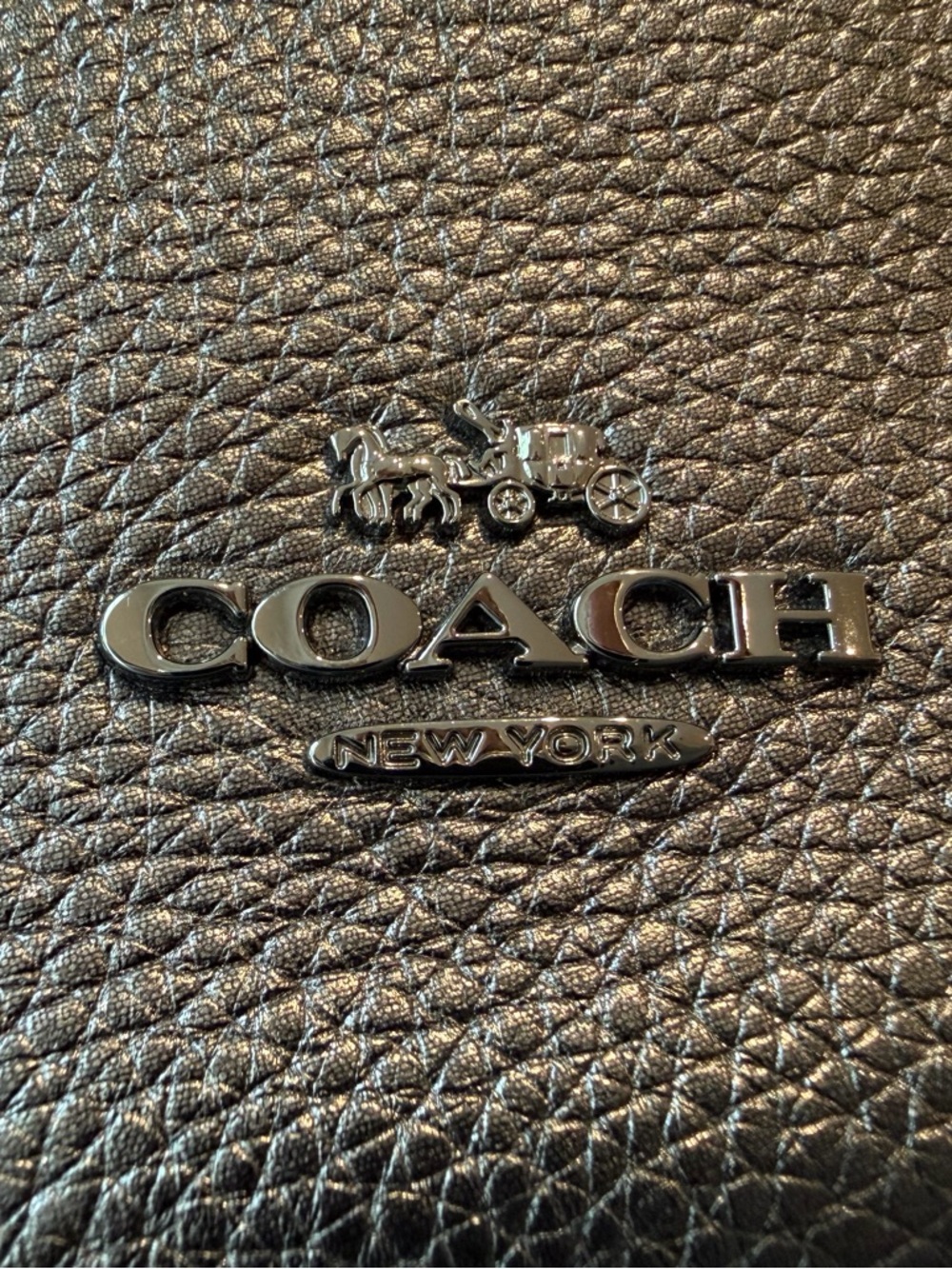 Coach Dark Gray Metallic Leather Dufflette Crossbody Graphite Bag - Picture 3 of 13
